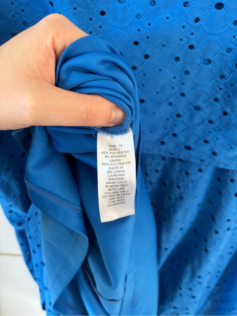 London Times Blue Eyelet Fit Flare Dress Size 14 Wedding Guest Date Night Office - Picture 11 of 12